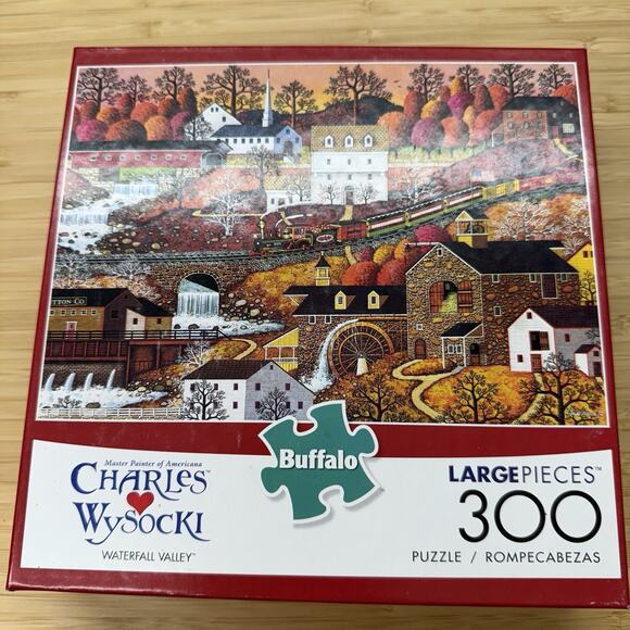 Charles Wysocki Waterfall Valley 300 Large Piece Puzzle Buffalo Games - Picture 1 of 2